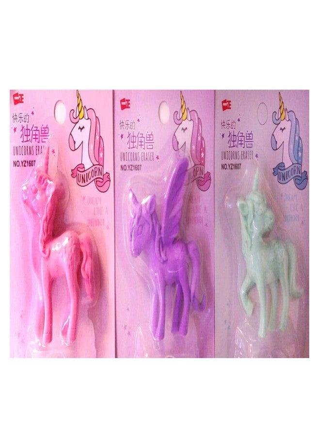SHREE TECHNESH® Kids Beautiful Unicorn Shape Jumbo Size 8cm Erasers for School Kids/Birthday Return Gift, Set of 3 pcs (Multicolor) - Image 5